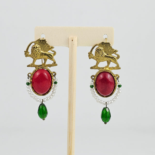 Golden Shir o Khorshid Brass Earrings