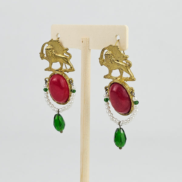 Golden Shir o Khorshid Brass Earrings