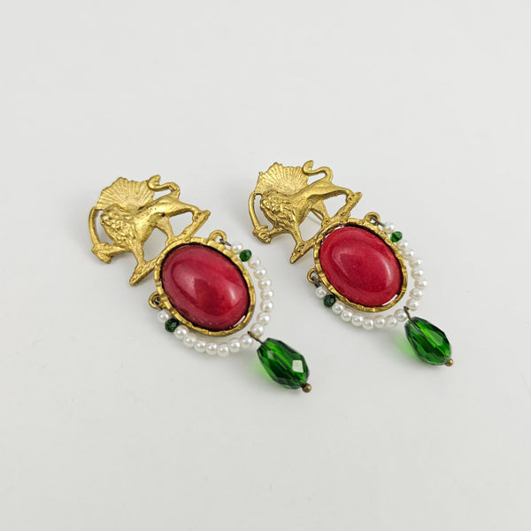 Golden Shir o Khorshid Brass Earrings