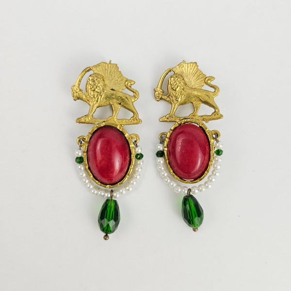 Golden Shir o Khorshid Brass Earrings