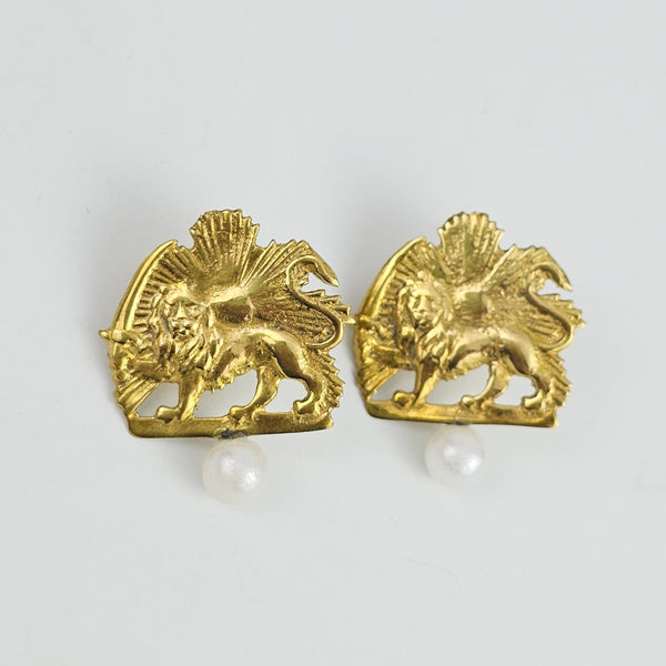 Brass Shir o Khorshid Pearl Earrings