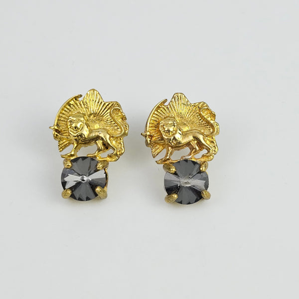 Brass Shir o Khorshid Marble Earrings