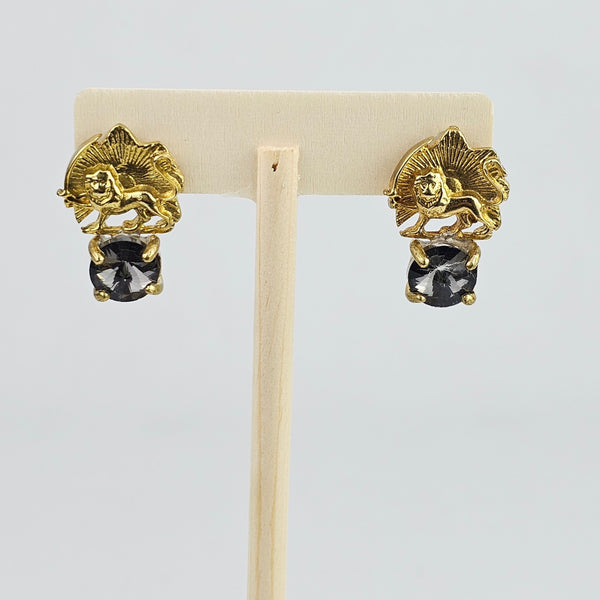 Brass Shir o Khorshid Marble Earrings