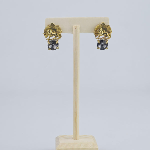 Brass Shir o Khorshid Marble Earrings