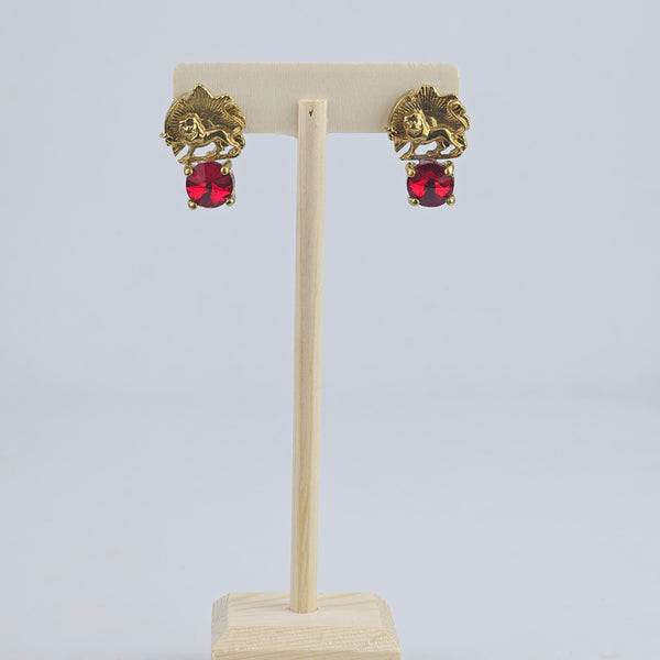 Brass Shir o Khorshid Marble Earrings