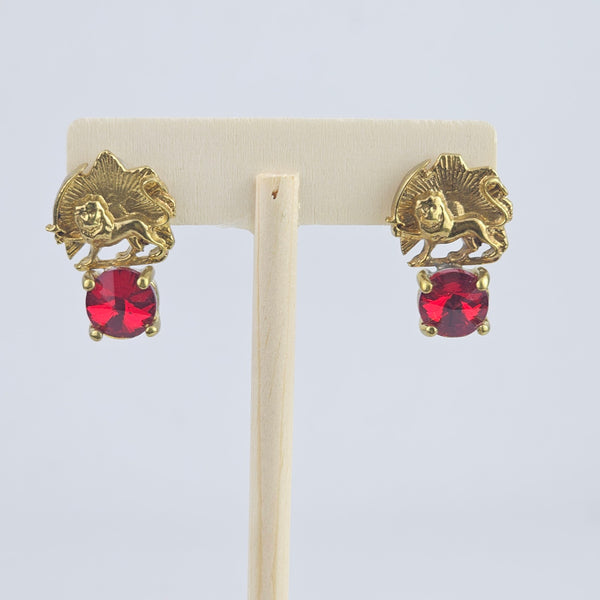 Brass Shir o Khorshid Marble Earrings