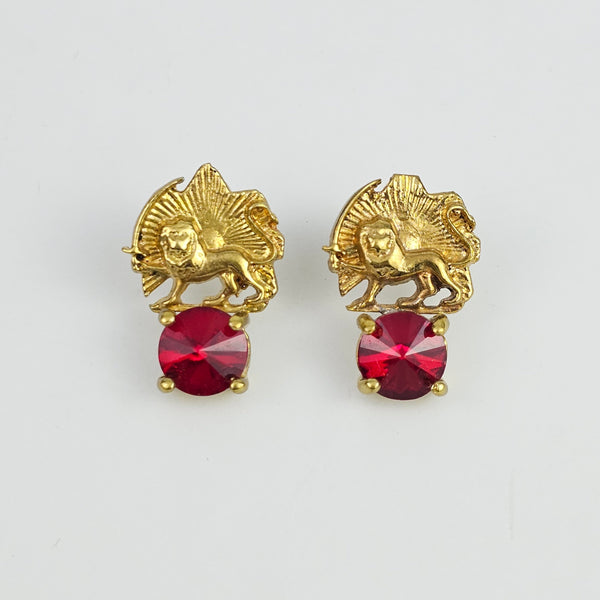 Brass Shir o Khorshid Marble Earrings