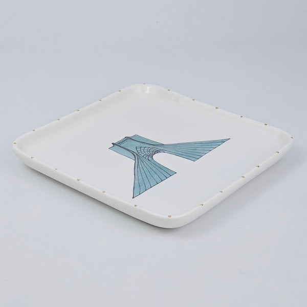 Shahyad Rounded edge Jewelry Dish with Gold Touches