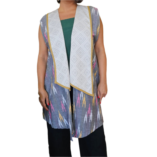 Hashti Pattern Long Vest