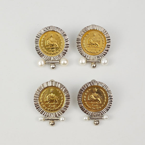 Pahlavi Coin with Pearl Earrings