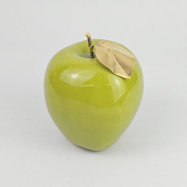 Decorative Ceramic Apple with Brass Leaf