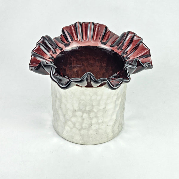 Hand Crafted Glass with Copper Vase