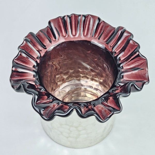 Hand Crafted Glass with Copper Vase