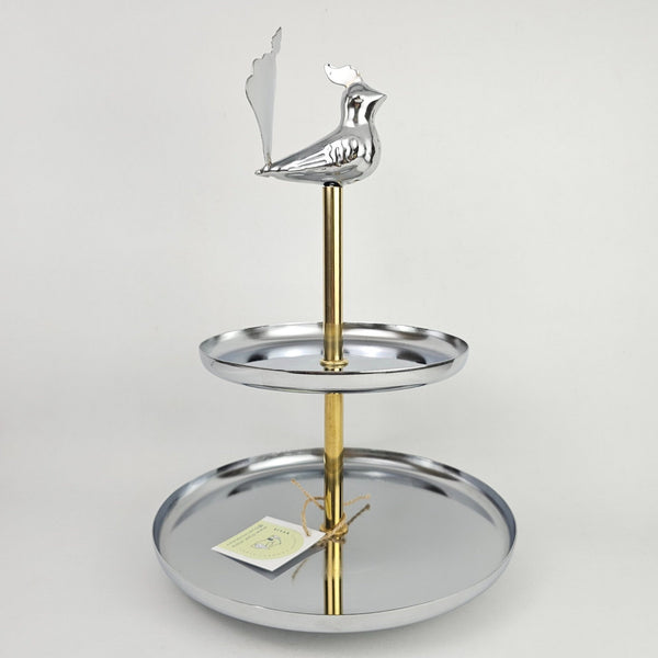 Persian Bird Metal Two Tier Rounded Server
