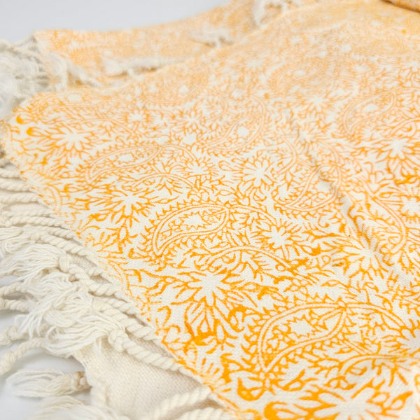 Amber Paisley Ghalamkari Tablecloth