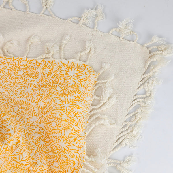 Amber Paisley Ghalamkari Tablecloth