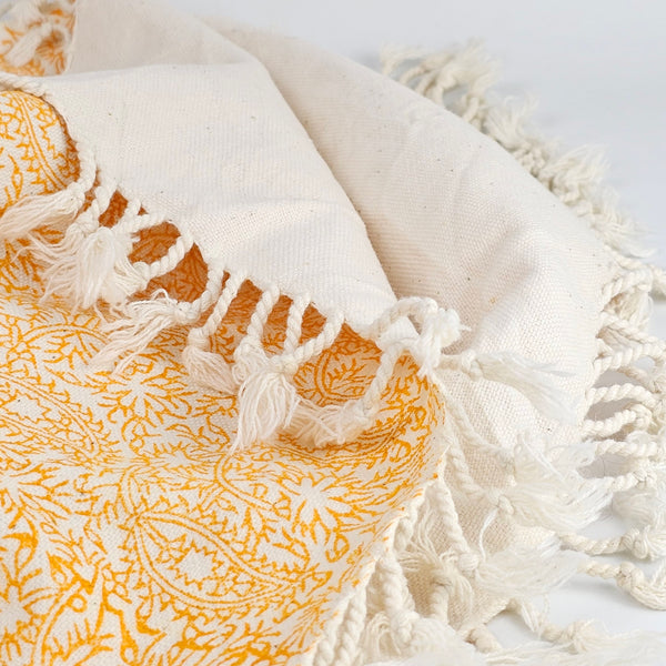 Amber Paisley Ghalamkari Tablecloth