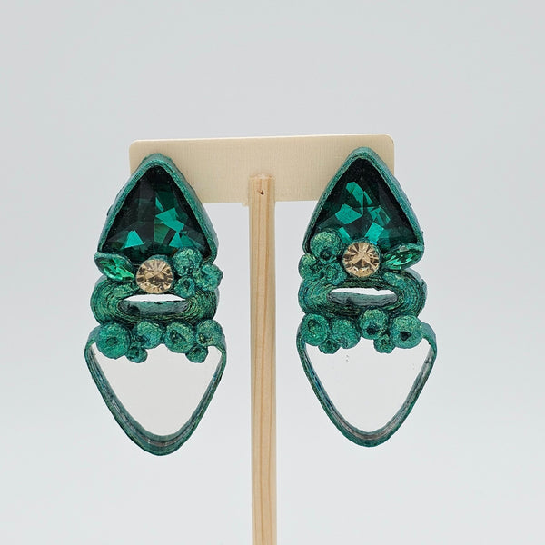 Green Arrow Paper Mache Earrings