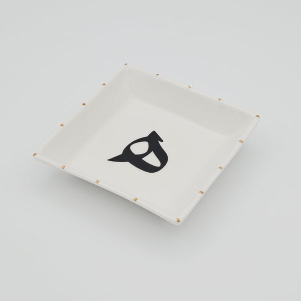 Farsi H Small square Jewelry Dish with Gold Touches