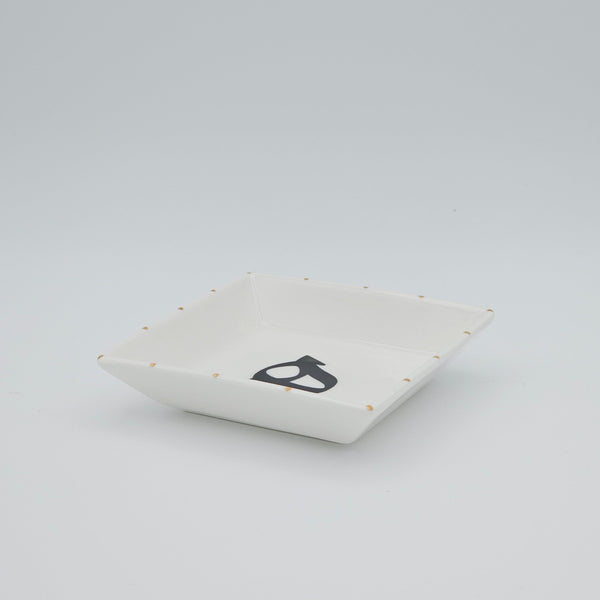Farsi H Small square Jewelry Dish with Gold Touches