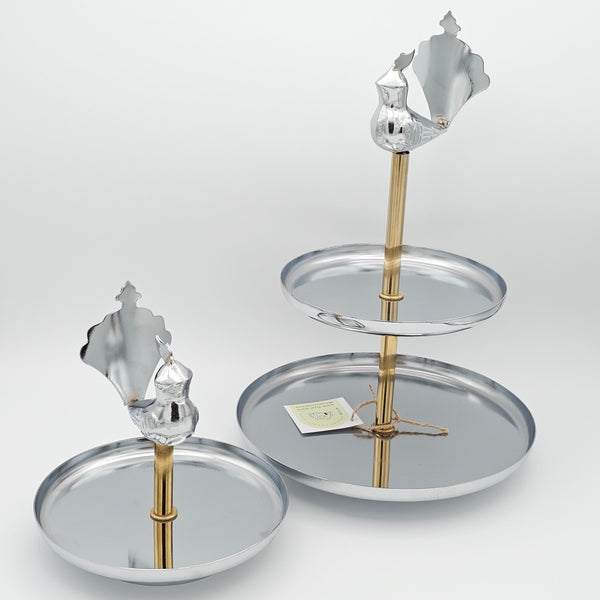 Persian Bird Metal Two Tier Rounded Server