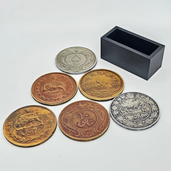 Pahlavi Coin Wooden Coasters