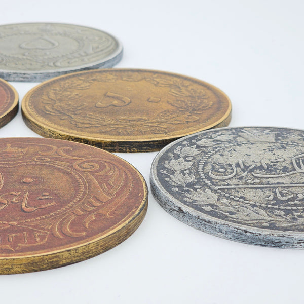Pahlavi Coin Wooden Coasters