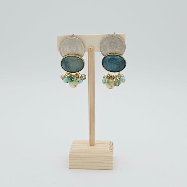 Shiro Khorshid Agate Brass Earrings