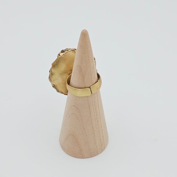 Winter Midnight Brass Ring with Pearl