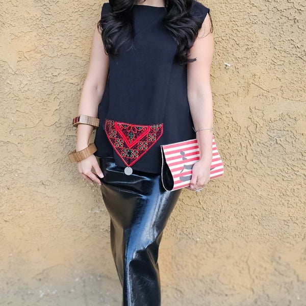 Triangle Balouchi Pattern Top with Vintage Coins