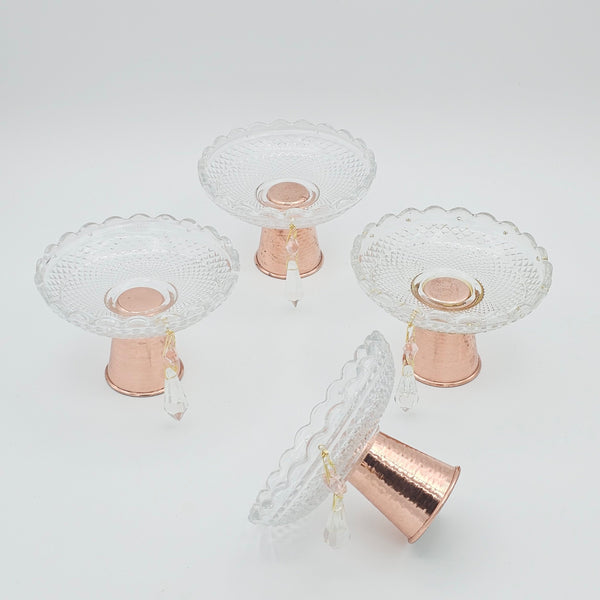 Vintage Glass Bowl with Copper Stand