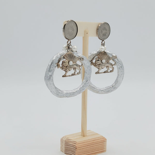 Shirokhorshid Papier-Mâché Earring with Pahlavi Coin