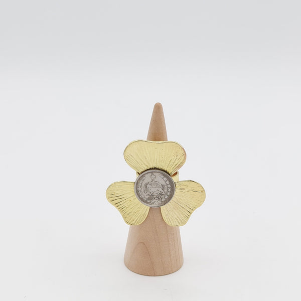 Flora Pahlavi Coin Brass Ring