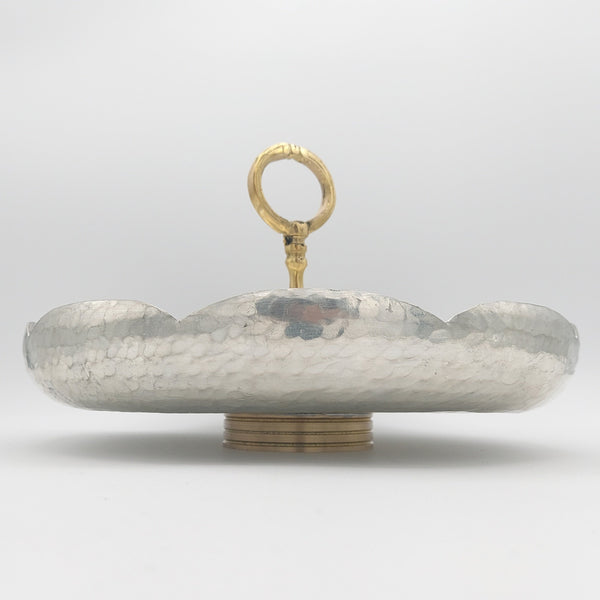 Wave Copper serving Tray with Brass Stand