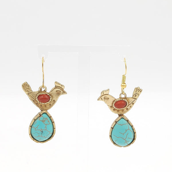 Mina -Tear Stone Brass Earring
