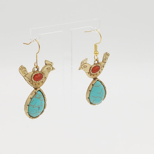 Mina -Tear Stone Brass Earring