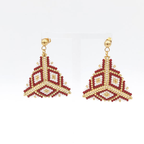 Hand-Beaded Brown Triangle Embroidery