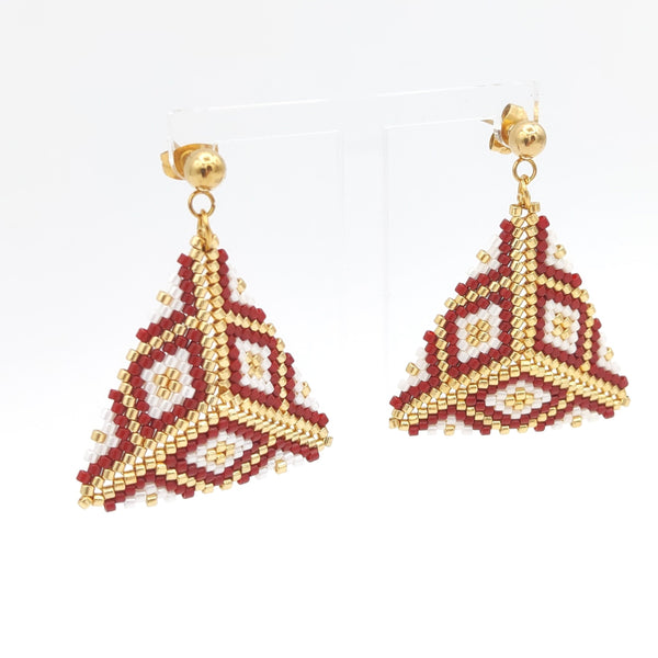 Hand-Beaded Brown Triangle Embroidery