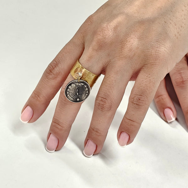 Pendant Pahlavi Coin with Brass Ring- 1 Rial