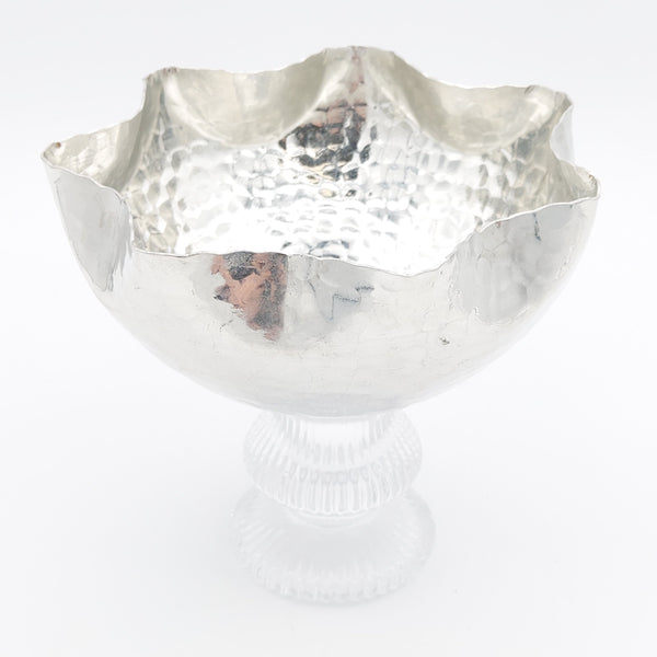 Waved Copper Bowl With Glass Stand