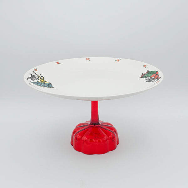 Persian Angel Rounded Plate with Red Glass Stand