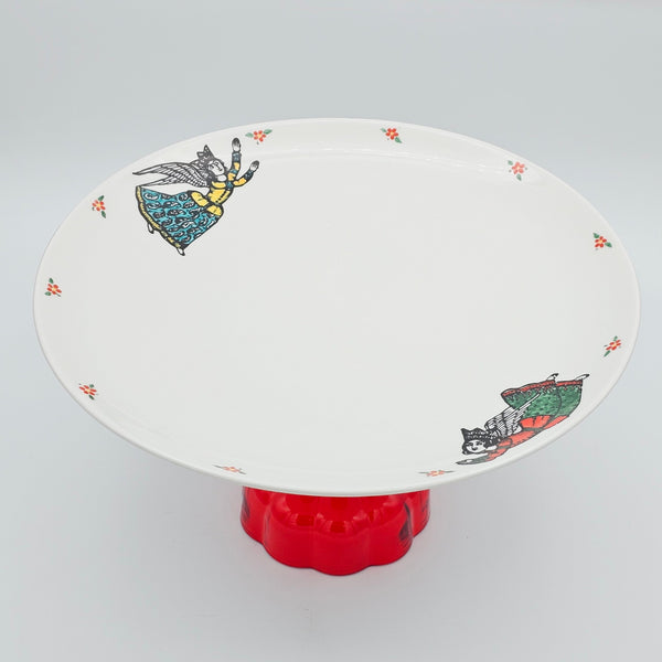 Persian Angel Rounded Plate with Red Glass Stand