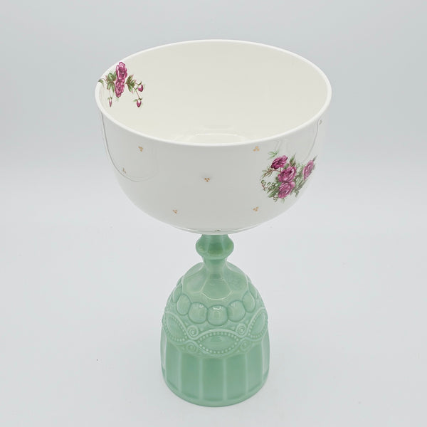 Golesorkhi Bowl with Glass Stand with Gold Touches