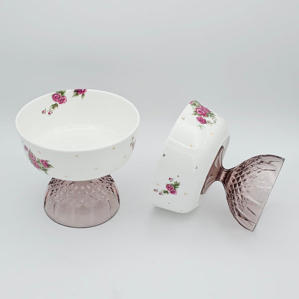 Golesorkhi Bowl with Glass Stand and Gold Touches