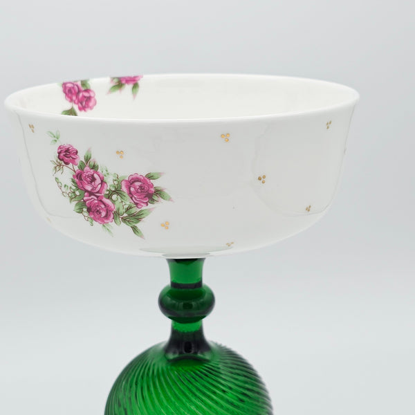 Golesorkhi Bowl With Gold Touches & Green Glass Stand