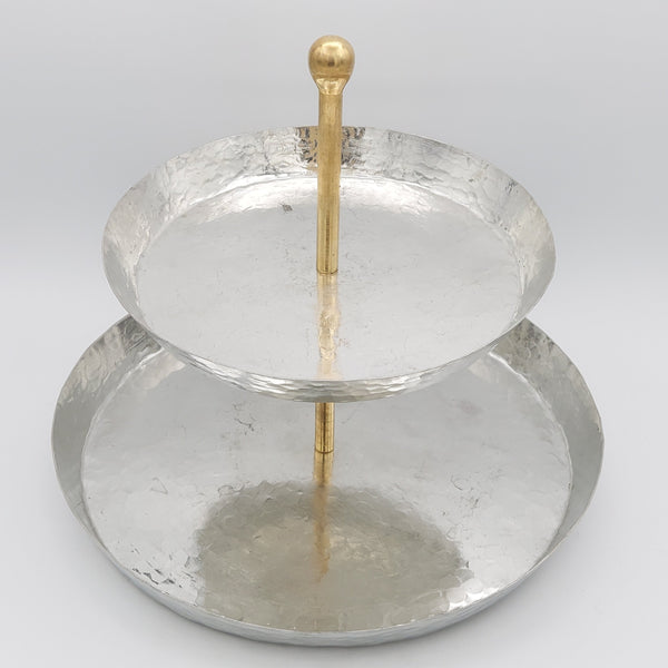 Two Tier Copper Tray with Brass