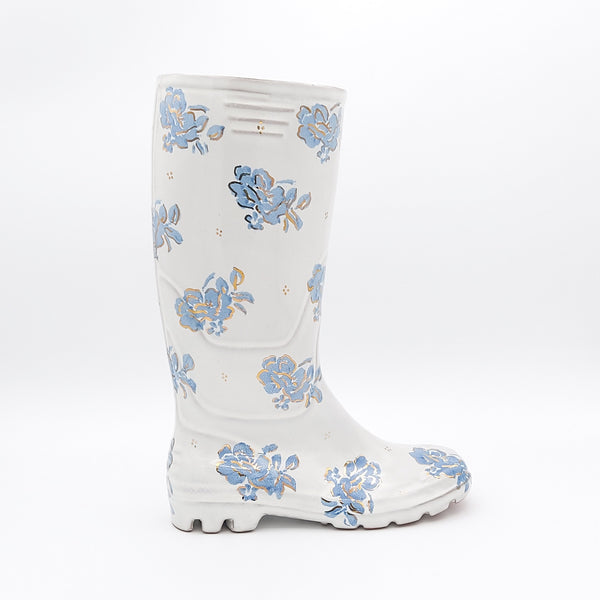 Ceramic Rain Boot Vase With Gold