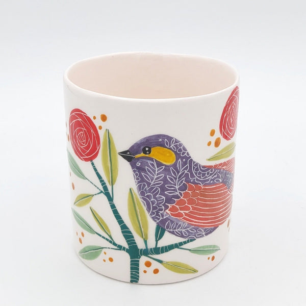 Purple Bird Ceramic Utensil Holder
