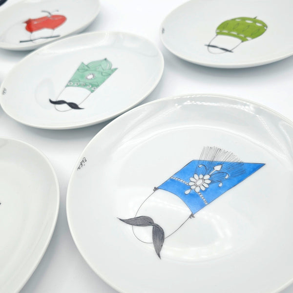 Hand Painted Persian Hats Appetizer plates
