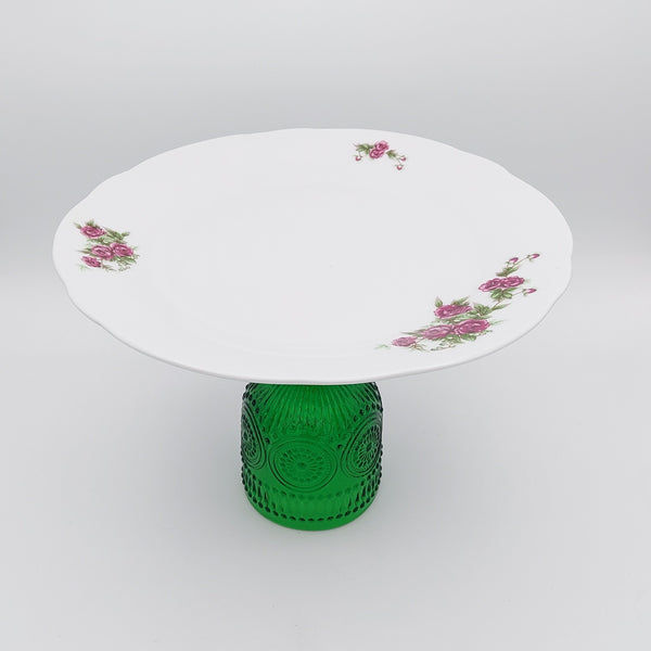 Golesorkhi Rounded Plate with Green Glass Stand